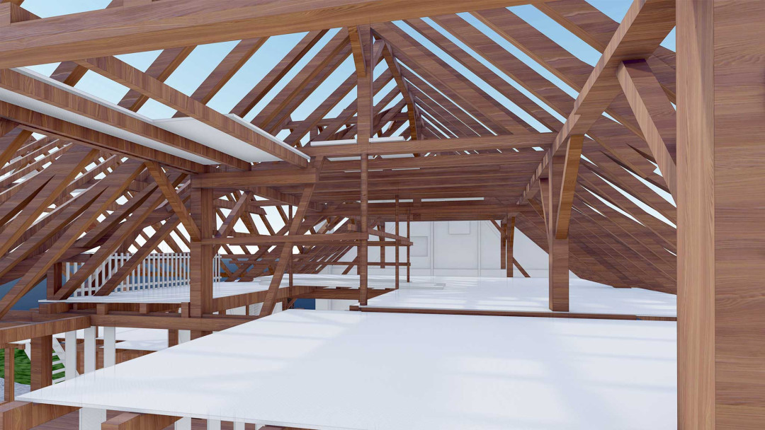 Wildberg. Gebäudevermessung für Umbau Wohnhaus mit Scheune. 3D-Dachkonstruktion. ING PLUS