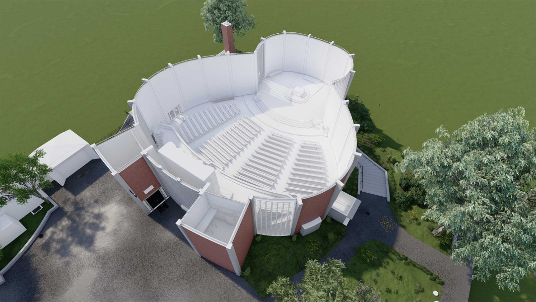 3D-Grundriss. Kirchensaal St. Laurentius in Winterthur. ING PLUS